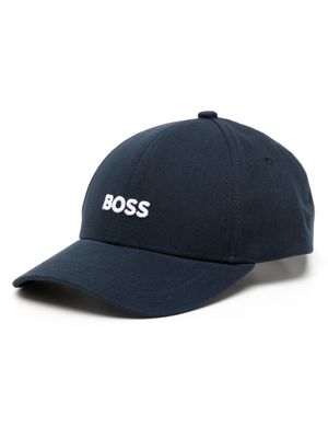 BOSS casquette en coton à logo brodé - Bleu