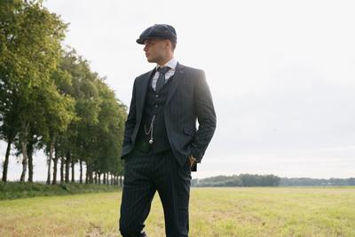 Pak Voor Heren | 3-delig Pak | Marineblauw Gestreept | Thomas Shelby | Peaky Blinders | Peaky Blinders