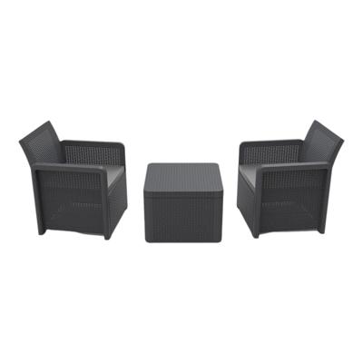 Tafelset met 2 fauteuils Shaf Antraciet 57 X 57 X 42 CM (3 Onderdelen)