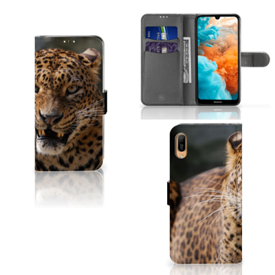 Huawei Y6 (2019) | Telefoonhoesje | Met pasjeshouder | Luipaard