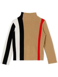 Burberry Kids pull Icon Stripe en maille nervurée - Tons neutres