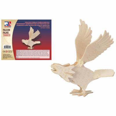 Cornelissen Houten dieren 3D puzzel valk - vogels - Speelgoed bouwpakket - 21,7 x 18,5 x 21,5 cm