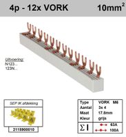 SEP kamrail 4f Vork 12p 18mm Grijs F04012G06 3 automaten direct te koppelen