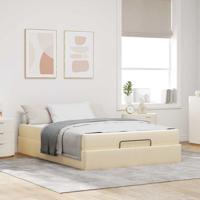 Bedframe met matras Crème 140 x 190 cm Stof