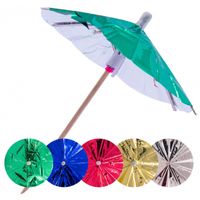 15x Gekleurde parasols prikkers 10 cm   - - thumbnail
