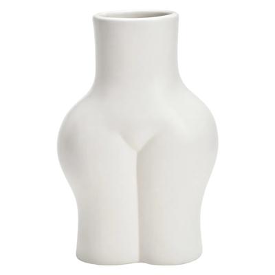 Bloemenvaas Modern - wit - keramiek - 13 x 21 x 9 cm - vrouwelijk lichaam - minimalistisch