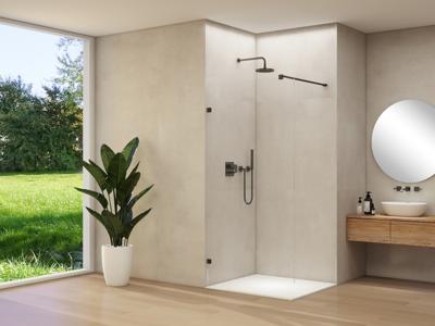 Inloopdouche Van Rijn Products ST01 110x200 cm 8 mm Helder Glas Incl. Klemmen en Stabilisatiestang Mat Zwart