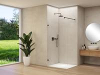 Inloopdouche Van Rijn Products ST01 120x200 cm 8 mm Helder Glas Incl. Klemmen en Stabilisatiestang Mat Zwart