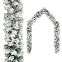 Kerstslinger met sneeuw 5 m PVC groen