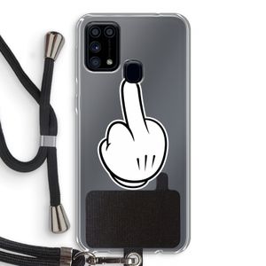 Middle finger black: Samsung Galaxy M31 Transparant Hoesje met koord