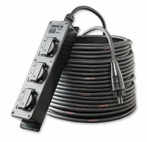 Verdeeldoos zwart 3x schuko 16A 250V 10 meter kabel 3x1.5mm² Keraf