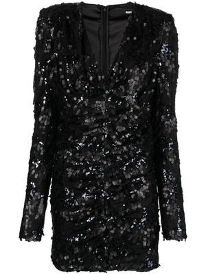 ROTATE BIRGER CHRISTENSEN robe courte froncée à sequins - Noir