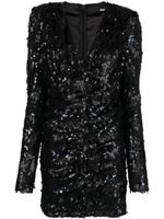 ROTATE BIRGER CHRISTENSEN robe courte froncée à sequins - Noir - thumbnail