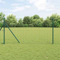 VidaXL Hek met paal groen 1,4 x 10 m staal en pvc