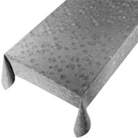 Bellatio Design Tafelzeil Flowers - grijs met bloemen print - 140 x 175 cm - Rechthoekig