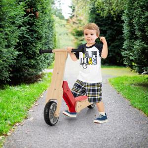 2-In-1 Omkeerbare Kinderstep Loopfiets met Antislip Stuur en Afneembare Zitting Step voor Kinderen Vanaf 3 Jaar Rood