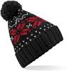 Beechfield CB456 Fair Isle Snowstar® Beanie - Black/Classic Red/White - One Size