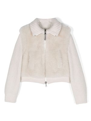 Brunello Cucinelli Kids doudoune en peau de mouton - Tons neutres