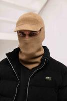 Lacoste Geribbelde Wollen Balaclava Bruin - Maat One Size - Kleur: Bruin | Soccerfanshop