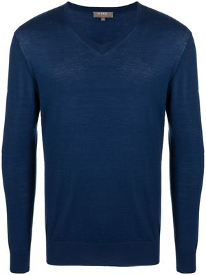 N.Peal sweat en cachemire à col v - Bleu