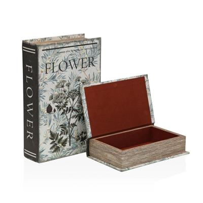 Decoratieve Doos Versa Canvas Hout MDF Blommor Boek