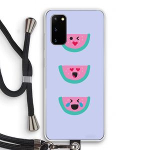 Smiley watermeloen: Samsung Galaxy S20 Transparant Hoesje met koord