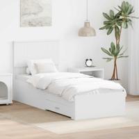 Bedframe met lade Wit en Zilver 75 x 190 cm Bewerkt hout
