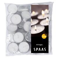 Spaas kaarsen theelichtjes/waxinelichtjes - wit - 4,5 branduren - in zak - 30x stuks - Geurloze kaar