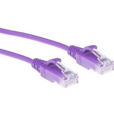 ACT Paarse 2 meter LSZH U/UTP CAT6 datacenter slimline patchkabel snagless met RJ45 connectoren