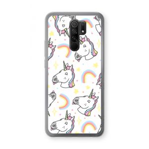 Rainbow Unicorn: Xiaomi Redmi 9 Transparant Hoesje