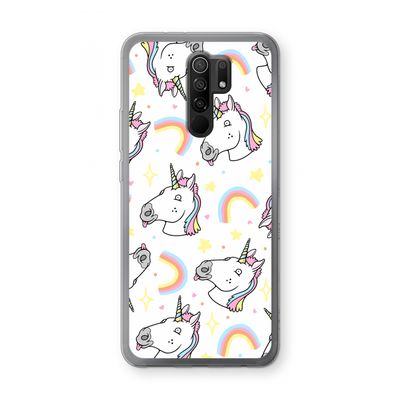 Rainbow Unicorn: Xiaomi Redmi 9 Transparant Hoesje