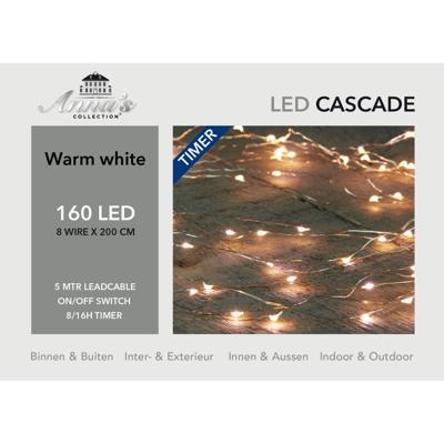Anna's Collection Cascade draadverlichting - zilver - 200 cm - 160 lampjes - kerstverlichting
