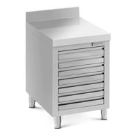 RVS keukenkast met lades - 50 x 70 cm - 185 kg - 7 lades voor pizzadeeg - met achteropstand - Royal Catering