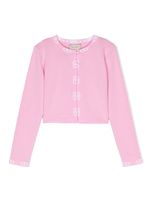 TWINSET Kids cardigan crop à bandes logo - Rose