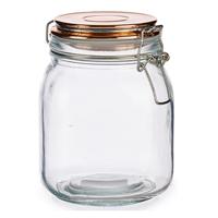 Weckpot/voorraadpot - glas - 1000 ml - 11 x 15 cm - met klepdeksel koper - luchtdicht