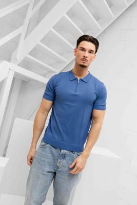 Pure Path Zip Knit Polo Heren Blauw - Maat L - Kleur: Blauw | Soccerfanshop