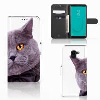 Samsung Galaxy J6 2018 | Telefoonhoesje | Met pasjeshouder | Kat