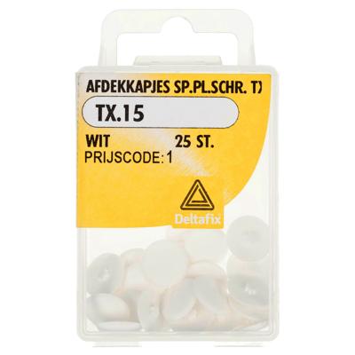 Afdekkap sp.pl.schr. tx15 wit 25st - Deltafix