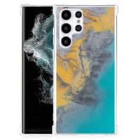 Samsung Galaxy S22 Ultra Anti-Shock Hoesje Marble Blue Gold
