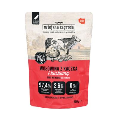 WIEJSKA ZAGRODA Beef with duck - natvoer voor honden - 500g