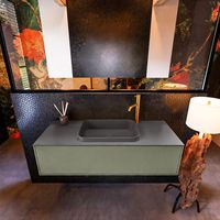 Badkamermeubelset Mondiaz Erin 120 cm met 1 Lade met RIDGE Wastafel Midden Dark grey met 1 kraangat Greeploos Mat Army - thumbnail