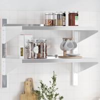 Wandschap 2-laags 75x40x60 cm roestvrijstaal zilverkleurig