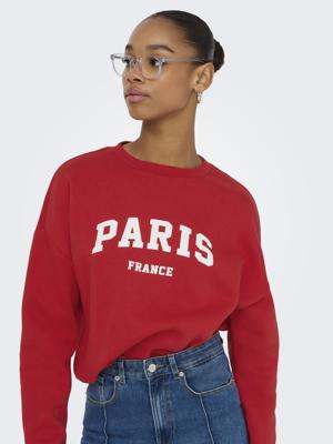 Only Onlsweat Life L/s Crew O.size State Noos Sweater True Red Paris