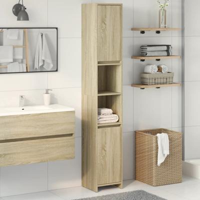 Badkamerkast 30x30x183,5 cm spaanplaat sonoma eikenkleurig
