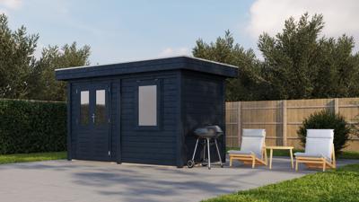 Lugarde Select Modern tuinhuis Gorssel 388x200cm - Zwarte olie- Plat dak- - Lugarde Select