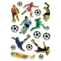 16x Voetbal stickers met 3D effect met zacht kunststof - thumbnail