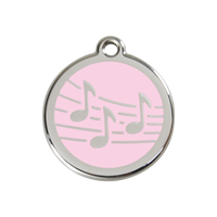 Music Pink roestvrijstalen hondenpenning medium/gemiddeld dia. 3 cm - RedDingo