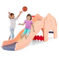 Glijbaan Olifant 4-In-1 Kinderglijbaan & Tunnel & Basketbalkorf & Ladder Kinderglijbaan Binnen en Buiten voor Kinderen Vanaf 18 Maanden