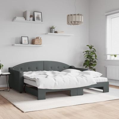 Slaapbank onderschuifbed matrassen 90x190 cm stof donkergroen