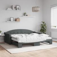 Slaapbank onderschuifbed matrassen 90x190 cm stof donkergroen